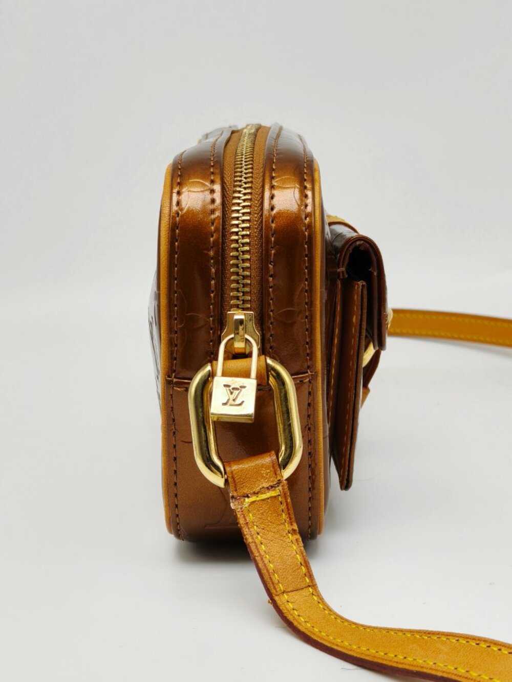 Louis Vuitton Vernis Christie MM Bronze Crossbody Shoulder Bag Patent Leather - Picture 4 of 15